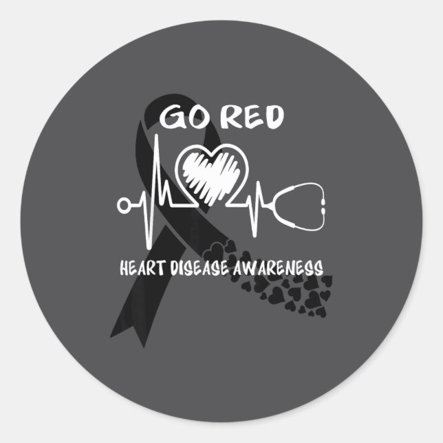 Adesivo Redondo Go Red Heart Disease Awareness Month  (Frente)