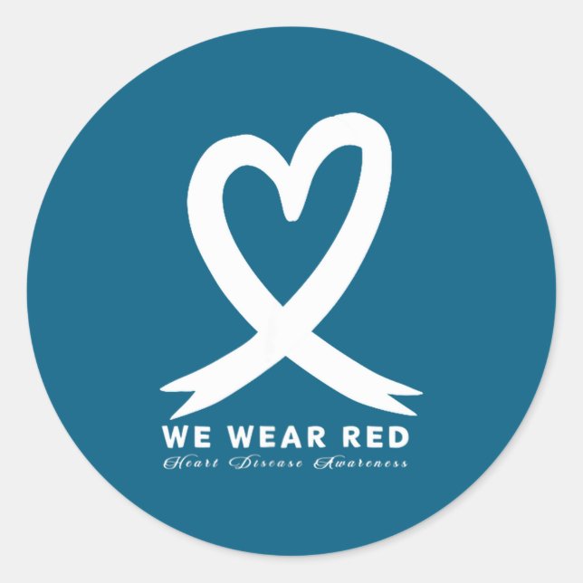 Adesivo Redondo Go Red In February Heart Disease Awareness Health  (Frente)