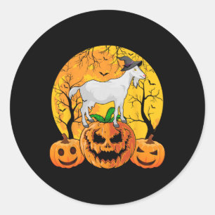 Adesivo Redondo Goat Halloween Bruxa Abóbora Engraçada Cabra Cabra