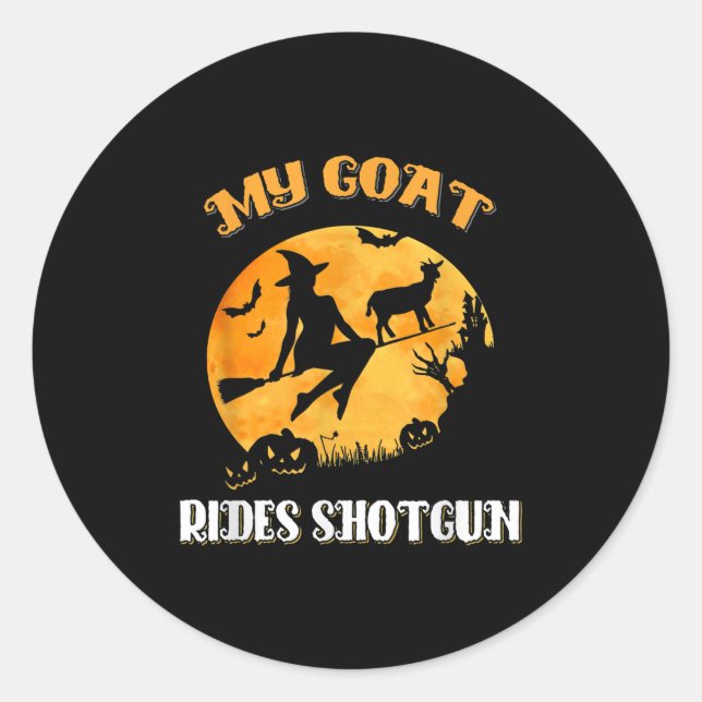 Adesivo Redondo Goat Shotgun Scary Halloween (Frente)