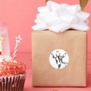 Adesivo Redondo Goat Sketch dizendo "Hej!"