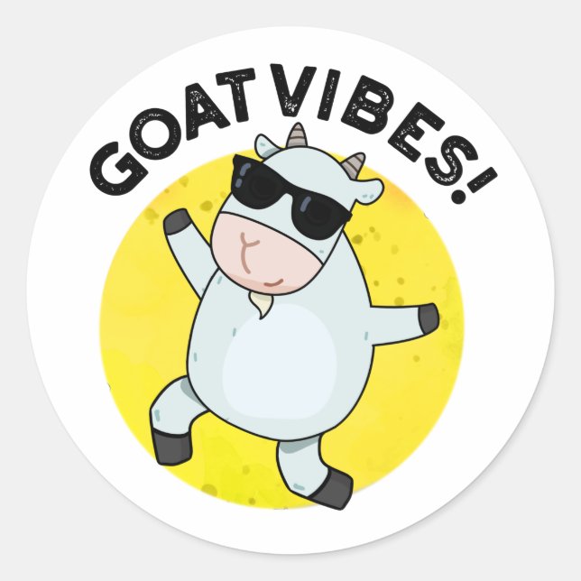 Adesivo Redondo Goat Vibes Funny Good Vibes Animal Pun (Frente)