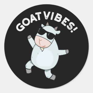 Adesivo Redondo Goat Vibes Funny Good Vibes Animal Pun Dark BG