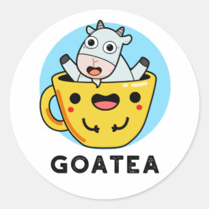 Adesivo Redondo Goatea Cute Goat Tea Pun