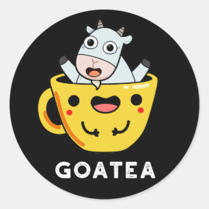 Adesivo Redondo Goatea Funny Goat Tea Pun Dark BG