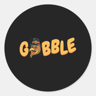 Adesivo Redondo Gobble Pilgrim Turquia Engraçado Ação de Graças Tu