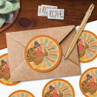 Adesivo Redondo Gobble Til You Wobble Turkey Sticker