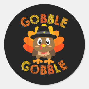Adesivo Redondo Gobble Turkey Pequenos Meninos Meninas Crianças Aç