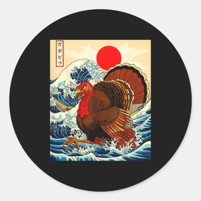 Adesivo Redondo Gobblezilla Turkey Funny Thanksgiving For Men Wome (Frente)