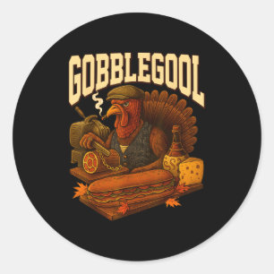 Adesivo Redondo Gobbol Peru Gobble Gool Dia de Ação de Graças Retr