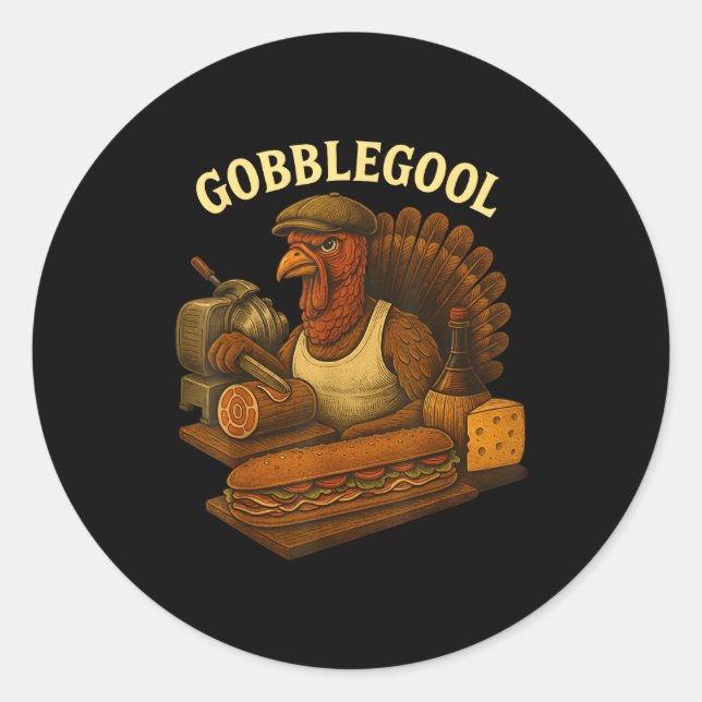 Adesivo Redondo Gobbol Turkey Baker Thanksgiving  (Frente)