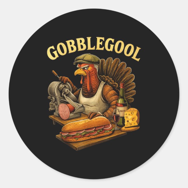 Adesivo Redondo Gobbol Turkey Thanksgiving  (Frente)