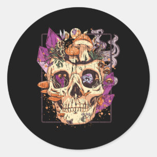 Adesivo Redondo Goblincore Aestético Grunge Moon Crystals Mushroom
