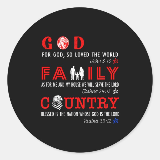 Adesivo Redondo God Family Country  (Frente)