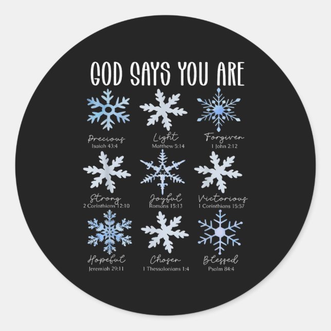 Adesivo Redondo God Says You Are Christian Snowflake Christmas Bib (Frente)