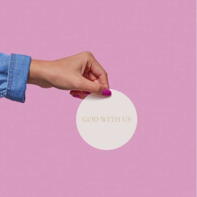 Adesivo Redondo GOD WITH US Cream Christmas Sticker #2 (Criador carregado)