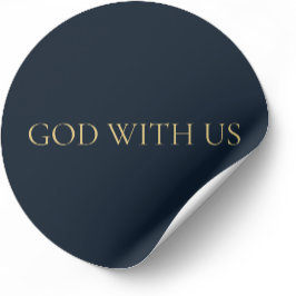 Adesivo Redondo GOD WITH US – Navy Minimal Christmas Sticker