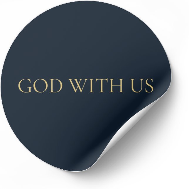 Adesivo Redondo GOD WITH US – Navy Minimal Christmas Sticker (Criador carregado)