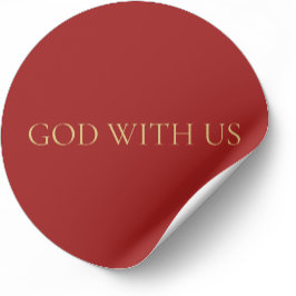 Adesivo Redondo GOD WITH US Red Minimal Christmas Sticker #4