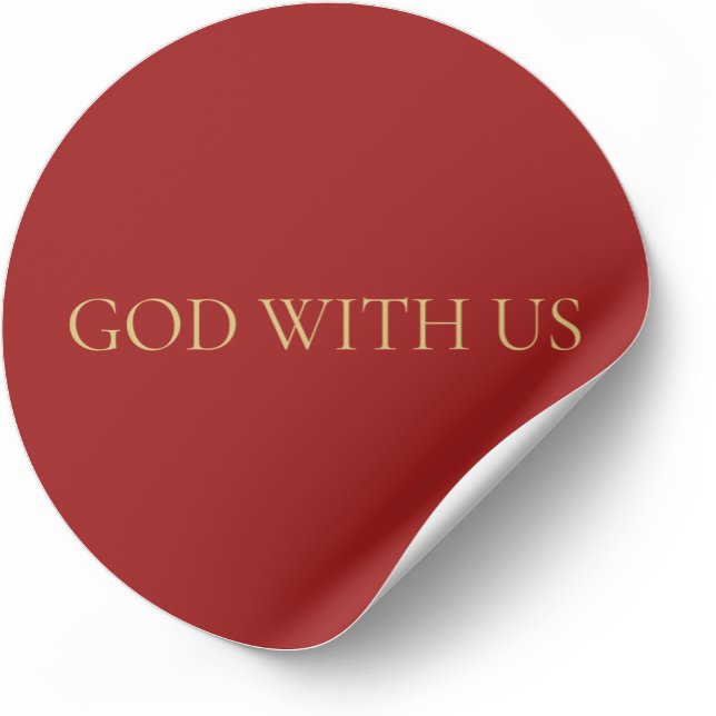 Adesivo Redondo GOD WITH US Red Minimal Christmas Sticker #4 (Criador carregado)