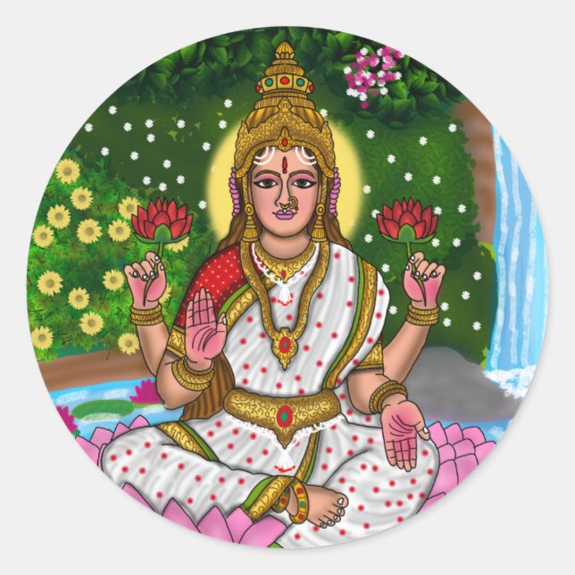 Adesivo Redondo Goddess Lakshmi Sticker (Frente)