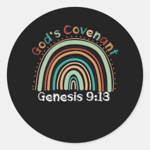 Adesivo Redondo Gods Covenant Boho Rainbow Genesis 9 13 Christian