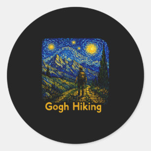 Adesivo Redondo Gogh caminhando divertido caminhante noite estrela