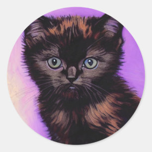 Adesivo Redondo Gogh Style Purple Cat