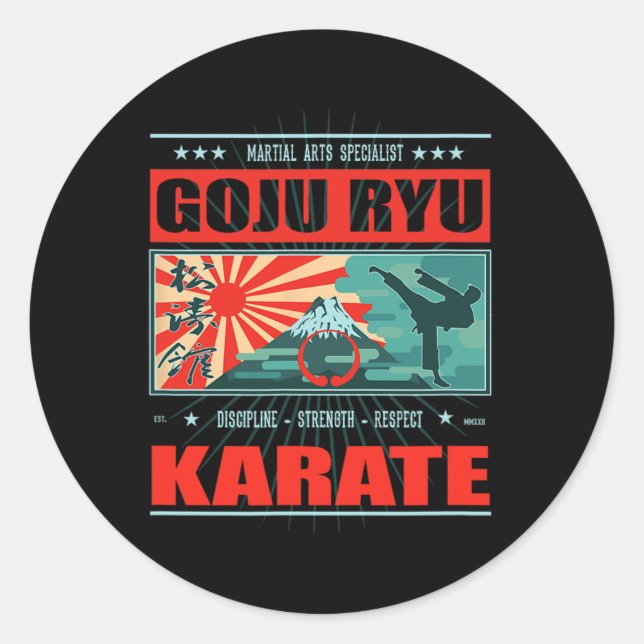 Adesivo Redondo Goju Ryu Karate Kanji (Frente)