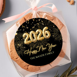 Adesivo Redondo Gold Balloon New Years Eve Party Sticker