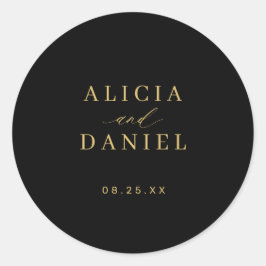 Adesivo Redondo Gold black simple minimalist elegant wedding