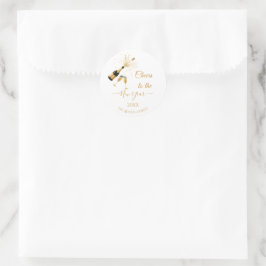 Adesivo Redondo  Gold Champagne Cheers New Year