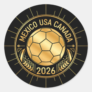 Adesivo Redondo Gold Football Emblem 2026 | Mexico USA Canada