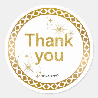 Adesivo Redondo Gold Glitter “Thank You” Sticker