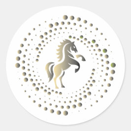 Adesivo Redondo gold horse racing Logo Design