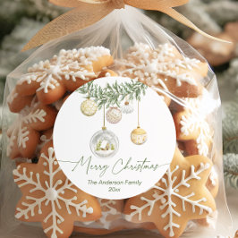 Adesivo Redondo Gold Ornament Greenery Christmas