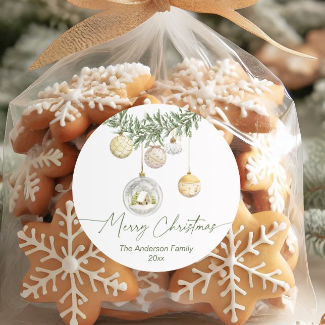 Adesivo Redondo Gold Ornament Greenery Christmas  (Criador carregado)