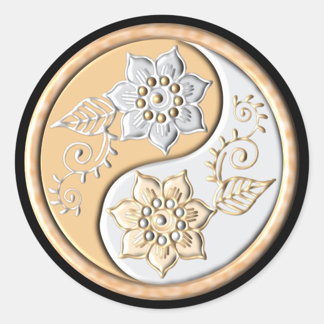 Adesivo Redondo Gold & Silver Yin Yang (Frente)