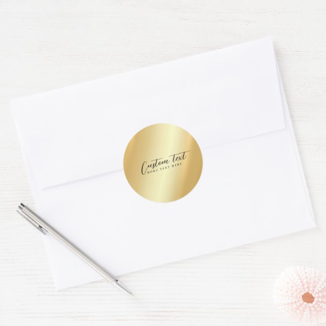 Adesivo Redondo Gold Template Your Custom Text Calligraphy Script (Envelope)