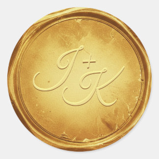 Adesivo Redondo Gold Wax Seal Stickers Initials Wedding Envelope