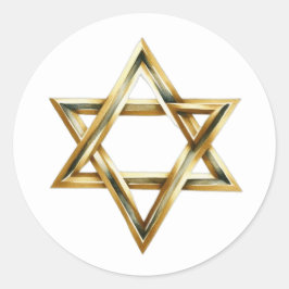 Adesivo Redondo Gold White Minimalist Star Of David Icon Clipart 