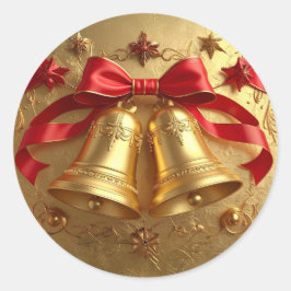 Adesivo Redondo Golden Bells Holiday Sticker