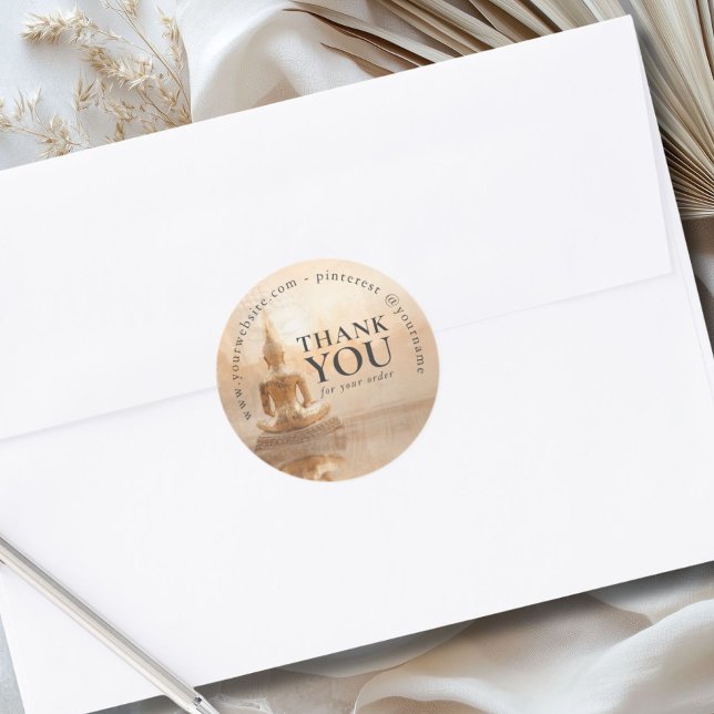 Adesivo Redondo Golden Buddha Business Salon (Golden Buddha Business Salon Custom Classic Round Sticker)