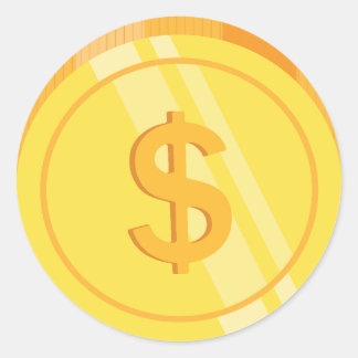 Adesivo Redondo Golden Dollar Coins