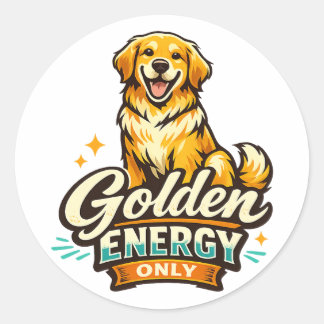 Adesivo Redondo Golden Energy Only Golden Retriever Sticker