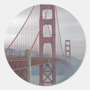 Adesivo Redondo Golden gate bridge na névoa