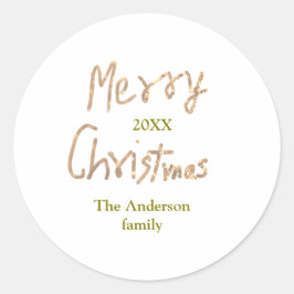 Adesivo Redondo Golden glitter merry christmas add family name yea