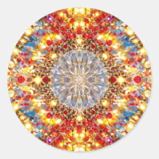 Adesivo Redondo Golden Kaleidoscope Mandala – Sparkling Sticker