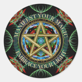 Adesivo Redondo Golden Pentacle Magick Fractals