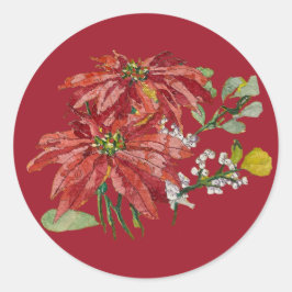 Adesivo Redondo Golden Poinsettia | Fine Art Christmas Sticker